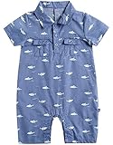 [Vaenait Baby]100%綿ベビー服ロンパースつなぎ肌着カバーオールフード付き Baby Shark S