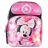 Disney Minnie Mouse Black Large 16' Backpack for Girls Bow Design [並行輸入品]