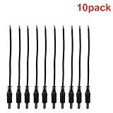 inshareplus 5.5 X 2.1 MMバレル電源ケーブル12 V DCプラグコネクタwithピグテールfor CCTVセキュリティカメラLEDストリップ 10 Pack Male ブラック 