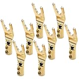 MONOSTORE Yラグ端子 スピーカー オーディオ スピーカー端子 銅 8mm 金メッキ ロジウムメッキ スペードプラグ (金メッキ８個)