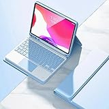 タッチパッド付き 2021年型 Fire HD 10 Plus/HD 10 第11世代 用の キーボードケース 可愛い カラーキー 人気 Fire HD 10 プラス 10.1インチ タブレットカバー キーボード付き レザー 分離式 Bluetoothキーボード… (Fire HD 10 Plus/HD 10（2021）, ブルー)