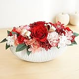 【ベルシック】 プリザーブドフラワー　フェミニンローズ　レッド 枯れないお花　お祝・お見舞い　クリアケース付
