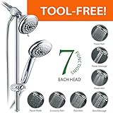 DreamSpa® Instant-Mount Drill-Free Height / Angle Adjustable 36-Setting 3-Way Shower Head / Handheld
