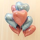 annodeel 10個ピンクブルーハートバルーン、18インチローズゴールドハートandブルーハートMylar Balloonsベビーシャワーパーティー誕生日ウェディングパーティーデコレーション