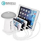 Multi usb Charger Station Popwinds Charging Organizer 5 Port Led Mushroom Lamp Light for iPhone 6/7/