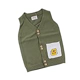 ALLAIBB ベビー服 ベスト 男の子 防寒 カーディガン 春秋服 プリント付き おしゃれ お祝い ギフト size 80 (ダーリーグリーン)