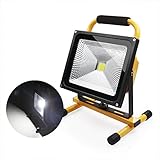 LED投光器 充電式50W 5800LM ポータブル 投光器 防水 バッテリー付き 軽量 昼光色