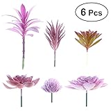 OUNONA 6本の人工多肉植物家庭用ホームオフィスガーデンDIYデコレーション（パープル）用に混合された偽の多肉植物