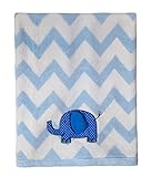 Little Beginnings Chevron Elephant Blanket, Blue by Little Beginnings