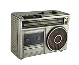 樹脂Toy BanksシルバーレトロラジオカセットプレーヤーCoin Bank 7 x 5 x 3インチシルバーモデル# 77584