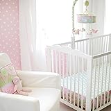 My Baby Sam Pixie Baby Bumper Less Crib Sheet, Pink and Green