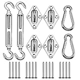 Firlar　ターンバックル カラビナ 取り付け 金具　ステンレス　テント　サンシェード　 ネジ付 ハードウェアキット シェードセイルアクセサリ 日除けセイル　取付キット 24点セット