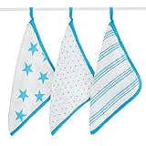 aden + anais Classic Washcloth, Fluro Blue, 3 Pack by aden + anais [並行輸入品]