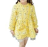 WIN　キッズワンピース フォーマル女児 キッズ 服 子供 長袖 女の子 ガールズ ワンピース 韓国スタイル 結婚式 発表会 入園式 入学式 卒園式 卒業式 七五三 パーティー (100cm, イエロ