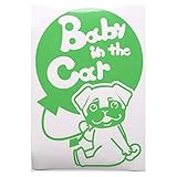 グリーン（緑） 犬 パグ お座り 風船 Baby in the car ベビー イン ザ カー ベビーインカー ステッカー 窓ガラス用シールタイプ 車 戌...
