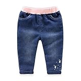 Hzjundasi 子供 女の子 刺繍 パターン デニム 赤ちゃん Soft 弾性ウエスト ジーンズ Kids 春/秋 カジュアル ズボン Fashion Pants