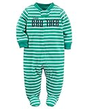カーターズ ロンパース carter's 男の子用緑ボーダーLittle BROTHERフリース足つきカバーオール (3months(55-61cm)) [並行輸入品]