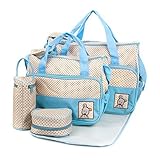Baby Diaper Bag Tote Bags 5pc Set, Light Blue by Baby Lovess