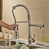 Rozinsanitary Contemporary Single Handle Two Spouts Kitchen Sink Faucet With Led Pull Out Sprayer Ki