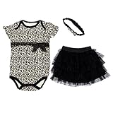 TOOGOO ( R )新しいファッション赤ちゃん服セットベビー女の子セットロンパース+チュチュスカート+ヘアバンド新生児Bebe春夏clothes-leopardブラック、6 m