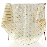 （H_X）全31色可選 6重ガーゼ ベビーケット 湯上りタオル ひざ掛け ふわふわガーゼタオル 子供バスタオル キッズ用ブランケット 毛布 通気性が良い 110×110cm クラウン イエロー