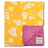 マイBlankeeバタフライオーガニックコットンイエローMinkyドットフクシアベビー毛布/ワット、30 "X 35"