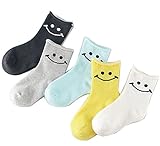 [インソミラ] InSomila 夏 子供のソックス 綿 子供靴下 キッズ ソックス 薄手 5足 セット 女の子 男の子 ベビー 笑顔 シンプル カラー 柔らかい (（12～14cm/3～5歳対応)