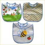 【３枚セットでこのお値段】アメリカ生まれのお食事スタイ　。EVA樹脂製、お食事エプロン　ベビー服、ベビー用品。 (みつばち柄)