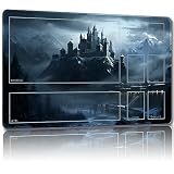 Malqiqi MTG用プレイマット 無料収納バッグ付き ゲームマット 24 x 14インチ カード用カード用カードゲームマット マウスパッド デスクマット (旧城-1-補助戦闘)