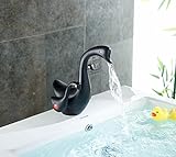 Aquafaucet Oil Rubbed Bronzeシングル穴バスルームシンク蛇口デュアルハンドル洗面所Duck形状装飾付きミキサータップ