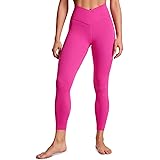 CRZ YOGA Womens Butterluxe Cross Waist Workout Leggings 25 Inches - V Cross High Waisted Gym Athletic Yoga Leggings
