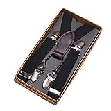 キッズ/子供弾性サスペンダークリップ4つのクリップオンアジャスタブルサスペンダー[ブラック]