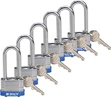 Brady 118974 Blue, Key Retaining Steel PadLock - 2" Shackle - Keyed Alike (6 Locks) [並行輸入品]