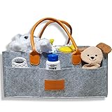 IshBee Grey Boy & Girl Baby Diaper Caddy & Stacker |Large Car & Home Newborn Storage Bin|Portable 16