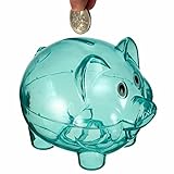 クリアプラスチック貯金箱コインペニーセントお金現金保存セーフボックスwith Opening穴PigストレージタンクPig Toy