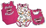 Harley - Davidson赤ちゃん女の子' Glitter 2 Piece幼児クリーパーSet w / Bib 3012717 カラー: ホワイト
