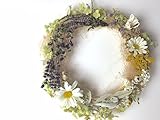 白いマーガレットのナチュラルリース　ドライフラワー　バラ　ギフト