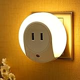 Mini kitty ® LED Night Light with Dusk to DawnセンサーとデュアルUSBウォールプレート充電器2 AクイックCharge