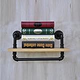 HAIZHEN ラック書棚壁取り付け式水パイプアイロン+ソリッドウッドシェルフ