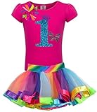 Bubblegum Divas Baby Girls 1st Birthdayバタフライシャツレインボーチュチュ カラー: マルチカラー
