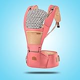 赤ちゃん抱っこひも_Squirrelbaby通気性ポータブルベビーキャリアカンガルーキャリアラップ_Pink_ウエストバンド:76-110cm