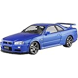 青島文化教材社(AOSHIMA) 1/24 プリペイントモデルシリーズ ニッサン BNR34 スカイライン GT-R V・spec II 2000 ベイサイドブルー プラモデル 03-A