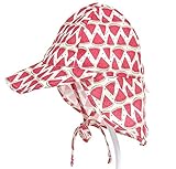 子供用 日除け帽子 ハット つば広 あご紐付 UVカット サンバイザー 可愛い サンハット キャップ 日焼け対策 紫外線カット 男の子 女の子 (大(48～54cm), スイカ)