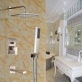 Rozin ®つや消しニッケル3ウェイミキサー12 "クリスタルデコ雨ヘッドwith Hand Sprayer