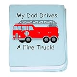 CafePress – My DadドライブA Fire Truck – スーパーソフトベビー毛布、新生児おくるみ ブルー 072954906625CD2