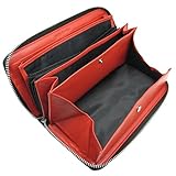 【porte de reve】 カーボンレザー ギャルソンウォレット ラウンドファスナー長財布 (レッド) 【porte de reve】 カーボンレザー ギャルソンウォレット ラウンドファスナー長財布 (レッド)