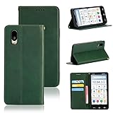 GejinFans ケース 手帳型 シンプルスマホ7 simple sumaho7 シンプルスマホ6 simple sumaho6 A201SH レザー グリーン キックスタンド カードスロット