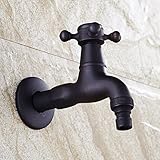 石油擦れブロンズシングルクロスハンドルウォールマウント洗面器タップキッチン洗濯水タップ