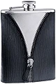Visol"Zipper" Leatherette Stainless Steel Hip Flask, 240ml, Black
