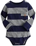 [Vaenait Baby]3-18ヶ月 新生児ベビー服長袖ロンパース カバーオールボディスーツ Long Stripe Bodysuit Grey 6-9M